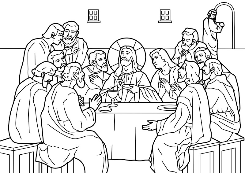 800x566 The Last Supper Of Jesus Coloring Pages Coloring Pages
