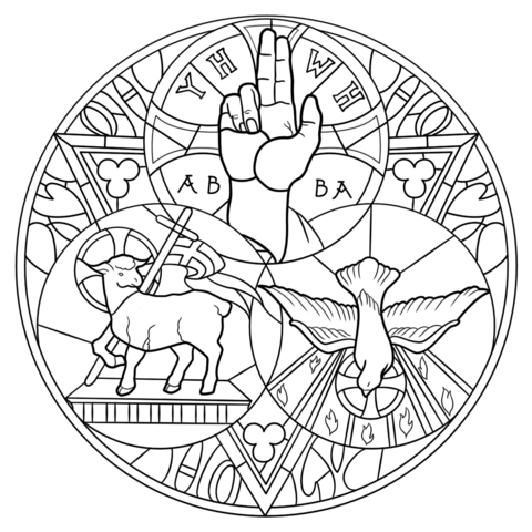 480x480 Holy Trinity Coloring Page From Stained Glass Category. Select