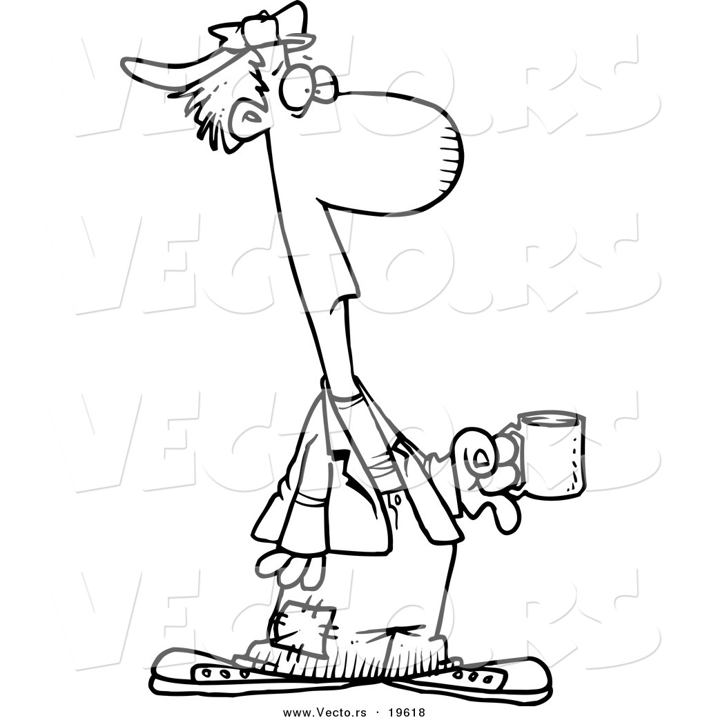 1024x1044 Vector Of A Cartoon Down And Out Man Holding A Cup