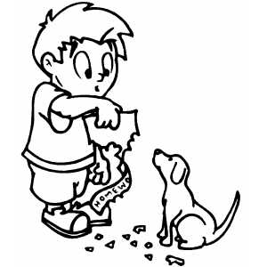 300x300 Disappointed Boy With Eaten Homework Coloring Page