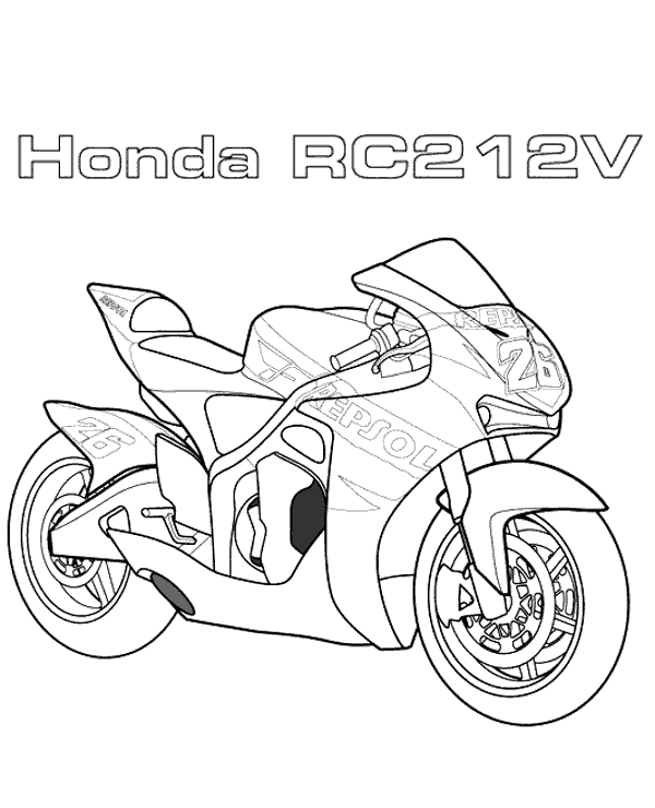 600x740 Racing Motorbike Honda To Print Or Download For Free