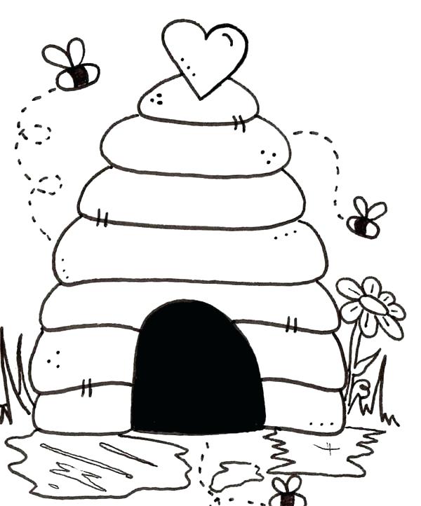 600x722 Free Printable Bees Coloring Pages Beehive Is House Of Page