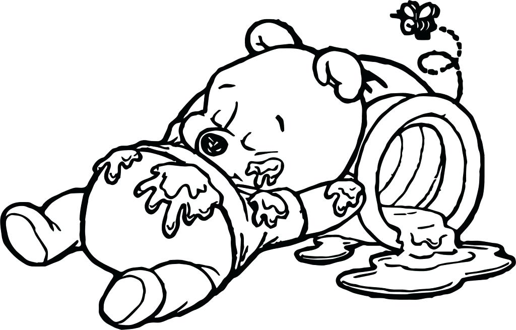 1024x655 Winnie The Pooh With Honey Coloring Pages Winnie The Pooh Hunny