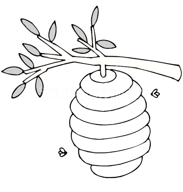 600x627 Beehive Coloring Page