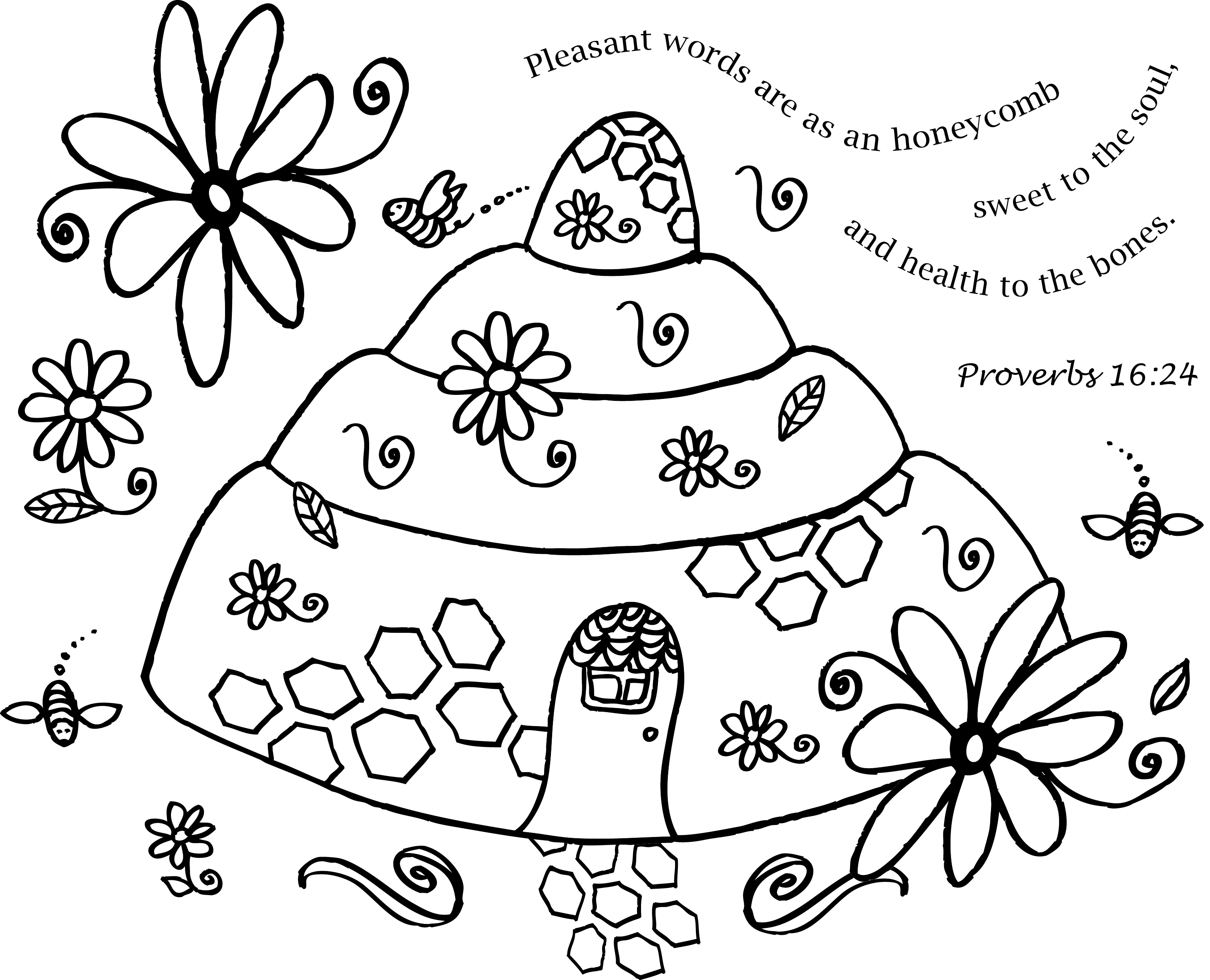 3022x2447 Free Coloring Page Words As A Honeycomb! Bride Of Christ