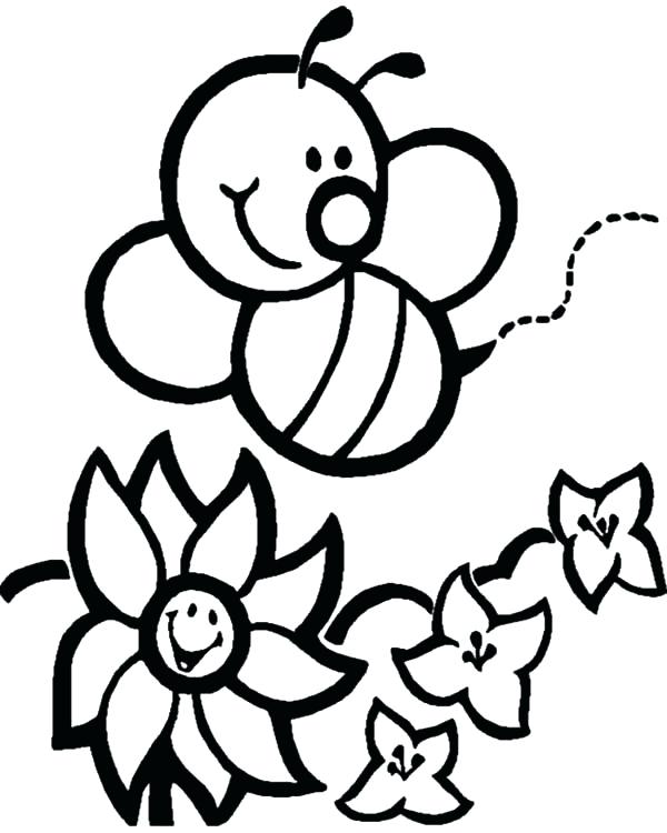 600x750 Honey Bee Pictures To Color Honey Bee Arrived To Flower Garden