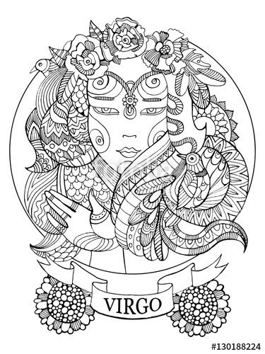 375x500 Virgo Zodiac Sign Coloring Page For Adults Fotolia 130188224