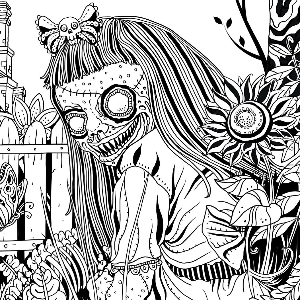 1054x1054 For Horror Coloring Pages Adults