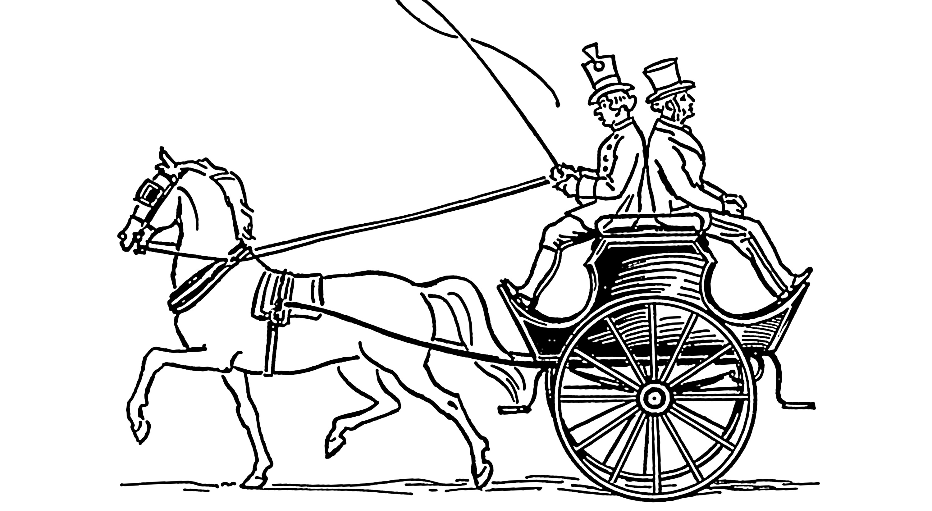 3000x1645 Horse And Wagon Coloring Pages