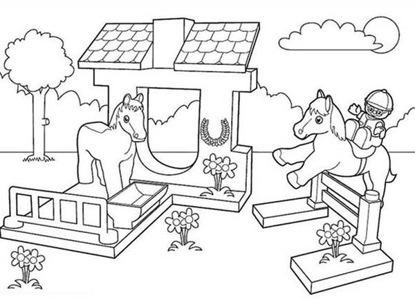 600x434 Lego Duplo Horse Stable And Jockey Coloring Pages Batch Coloring