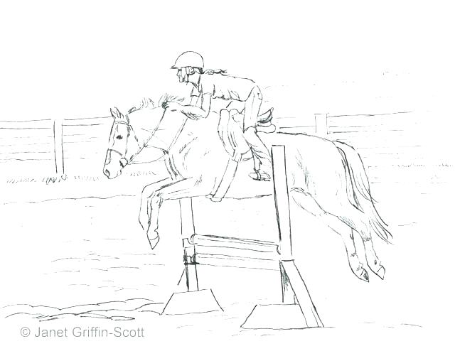 640x487 Horse Riding Coloring Pages Jumping Horse Horse Riding Colouring