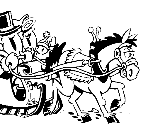 505x470 Horse Pulling A Sleigh Coloring Page