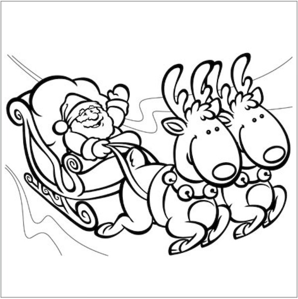 600x602 Fantastic Horse And Sleigh Coloring Page Composition
