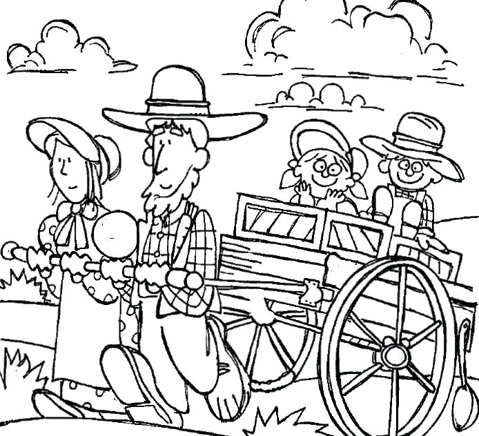 694x632 Pioneer Family Coloring Page Trail Bulletin Board Chuck Wagon