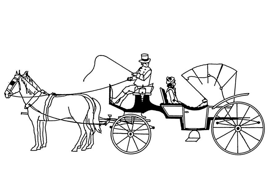 875x620 Coloring Page Horses And Carriage