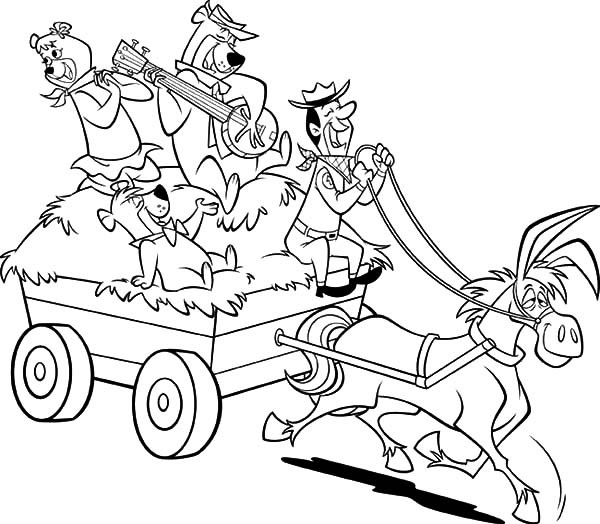 600x524 Yogi Bear And Friends Ride Horse Carriage Coloring Pages Batch