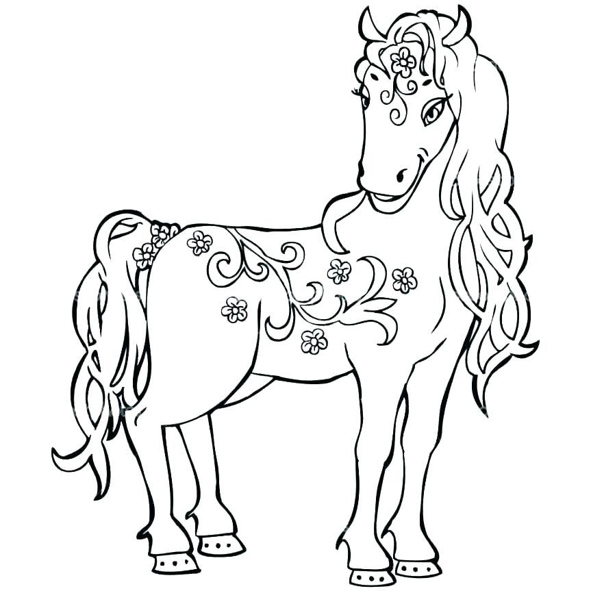 863x863 Colouring Pages Horses Printable Free