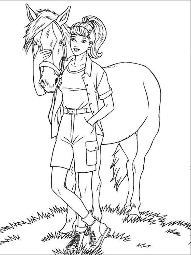 750x1000 Barbie And Horse Coloring Pages. Free Printable Barbie And Horse
