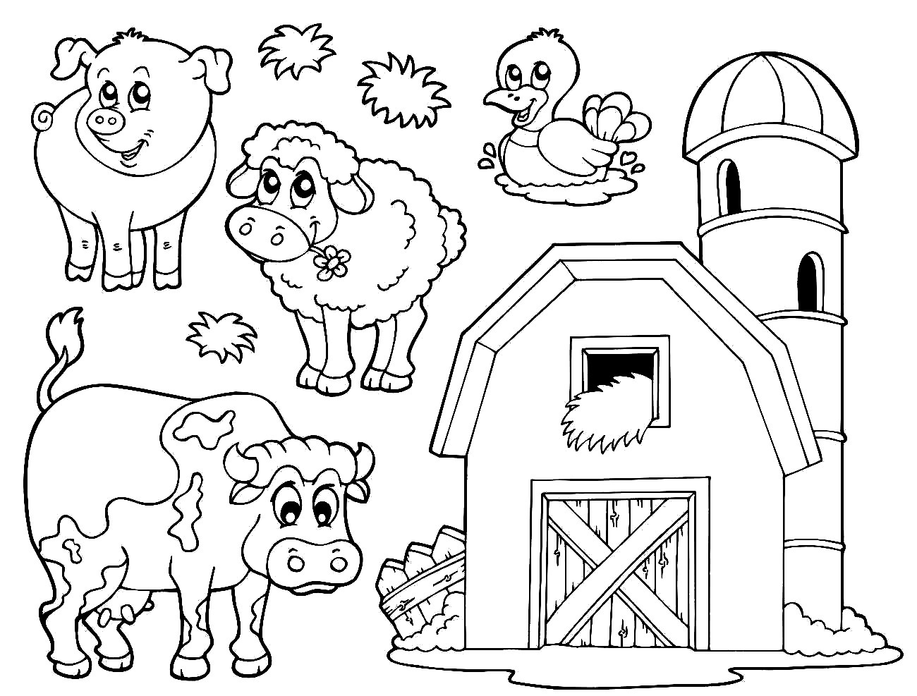1300x987 Farm And Baby Animals Coloring Pages Cows Horses Ducks Kinderart