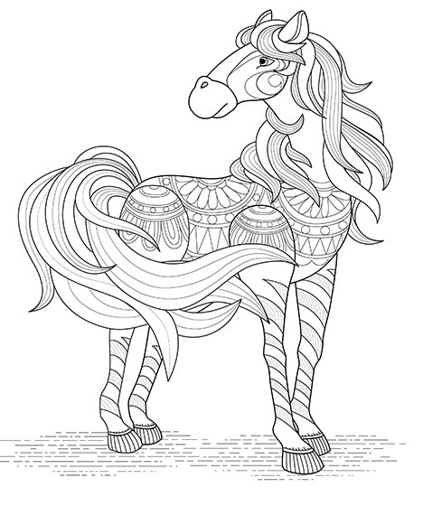 468x560 Coloring Pages For Adults Horses Zentangle Horse Abstract Only