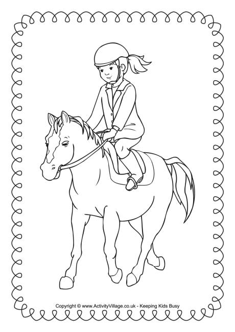 460x650 Horse Riding Colouring Page 2