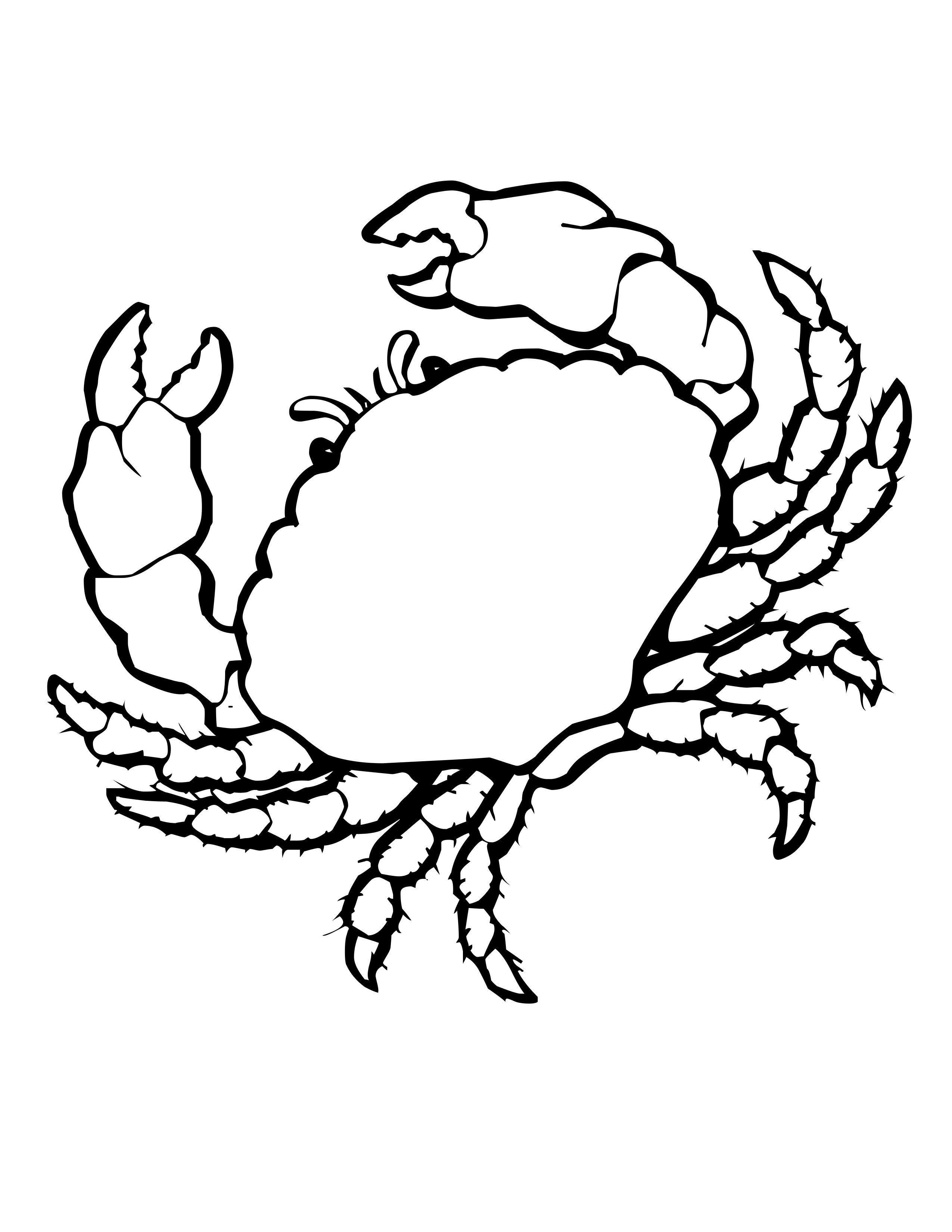 2550x3300 Crab Clipart Coloring Page