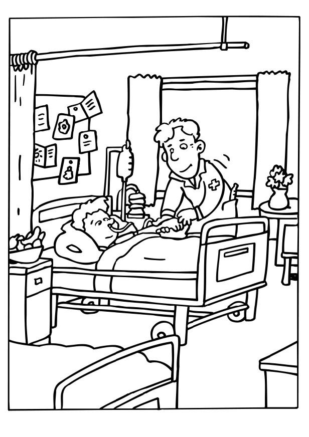 616x872 Little Boy In Hospital Coloring Page