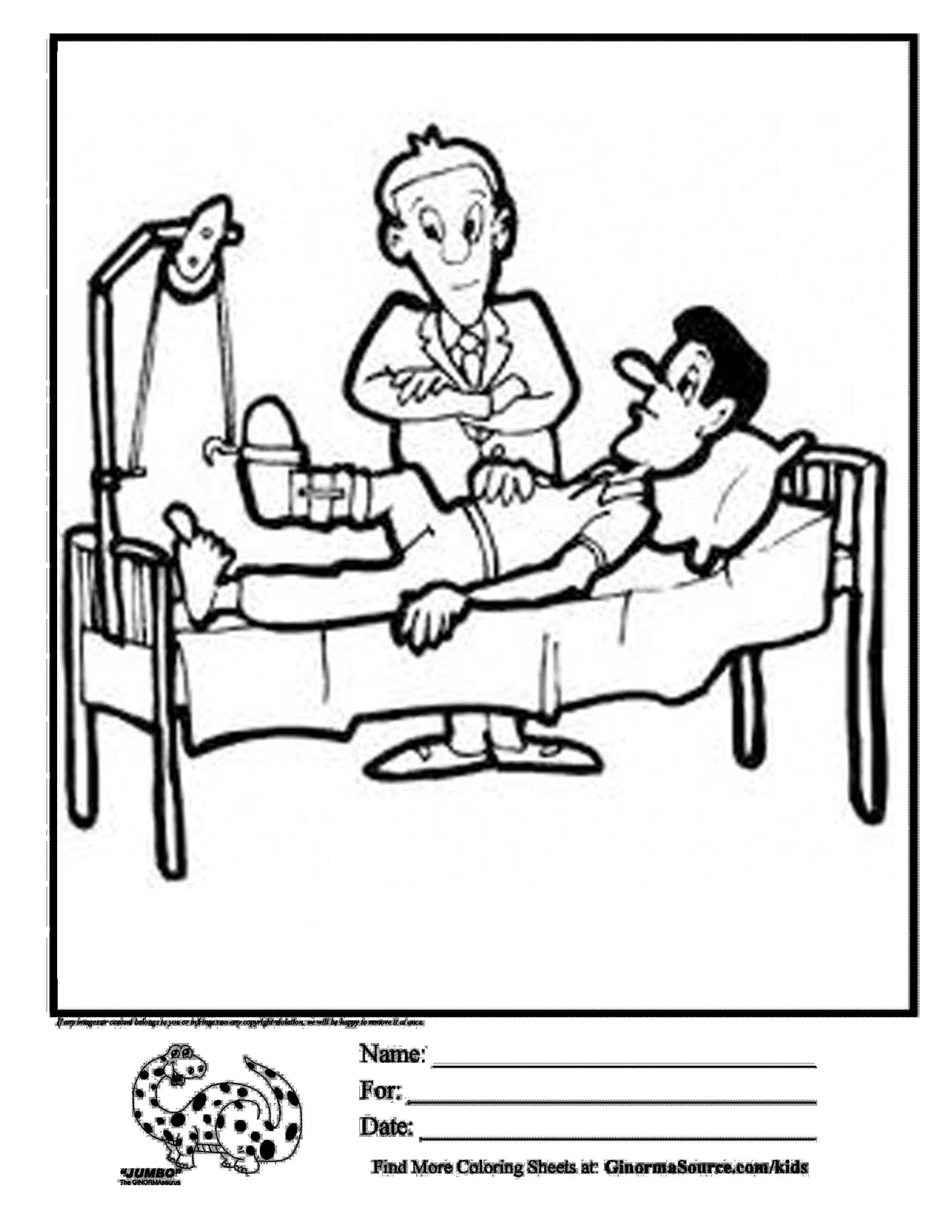 2550x3300 Coloring Page Hospital Bed Kids Activities