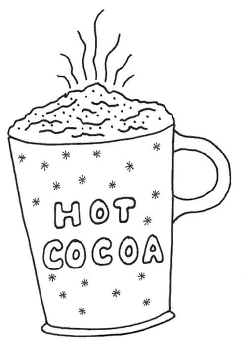 500x697 Hot Cocoa Coloring Page Art Embroidery, Free