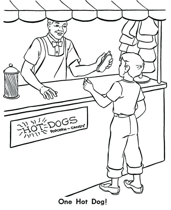 Hot Dog Coloring Page