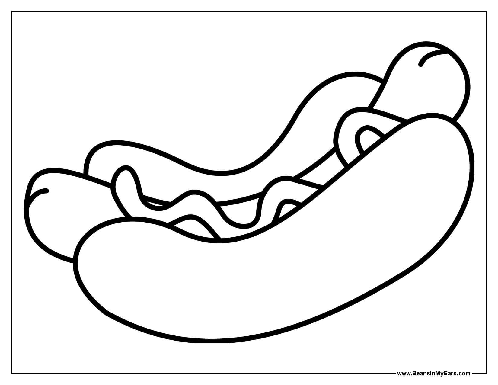 1650x1275 Hot Dog Coloring Page
