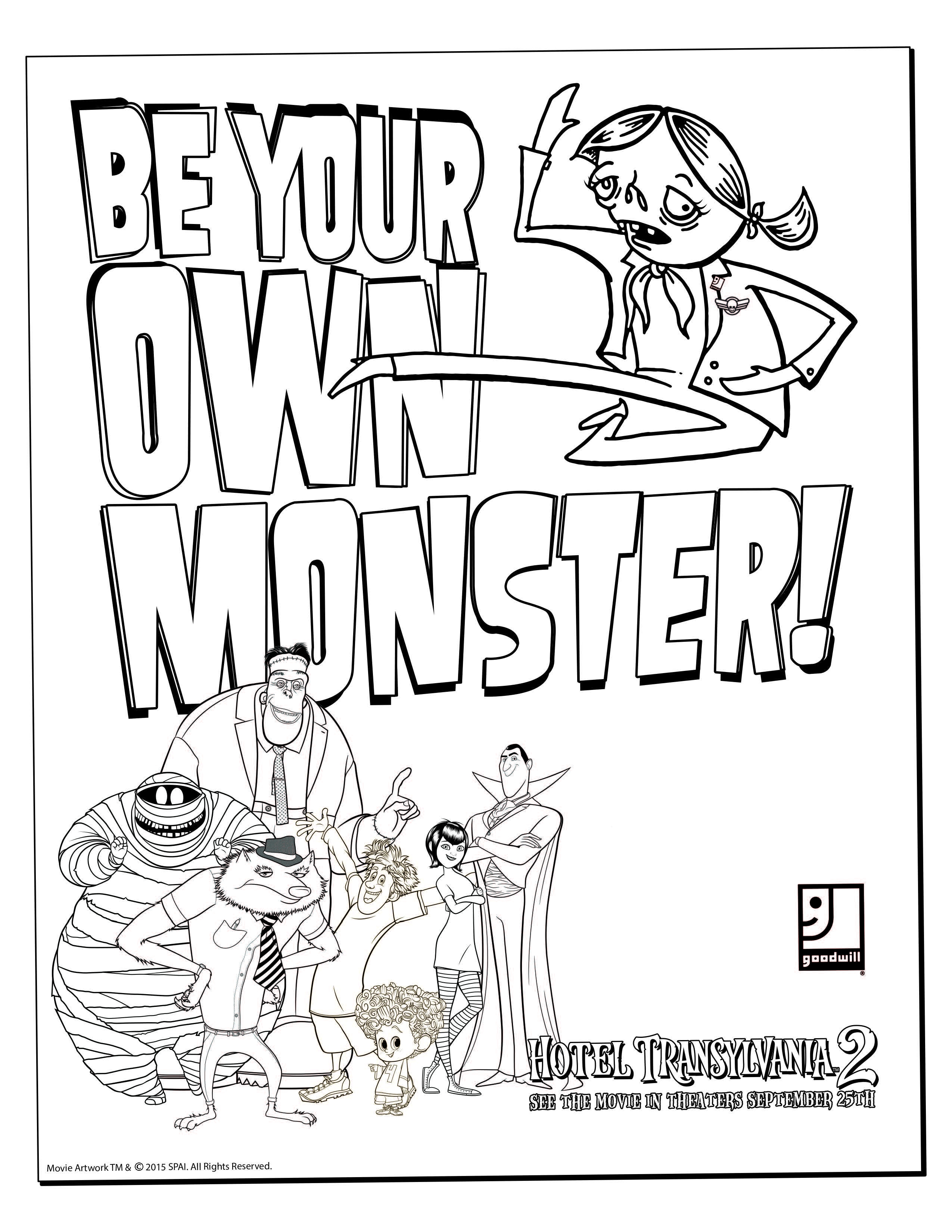 2550x3300 Hotel Transylvania Coloring Pages 2 Masks And Inside