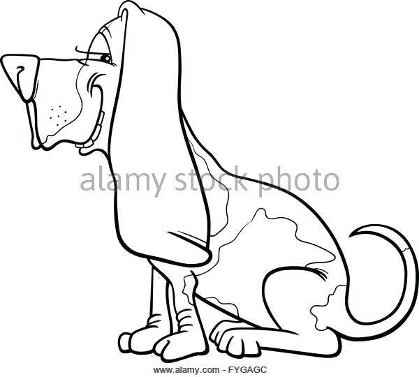 600x540 Basset Hound Coloring Pages Basset Hound Dog Cartoon For Coloring