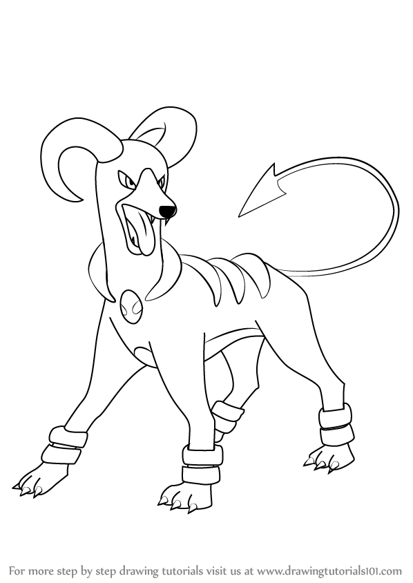 598x844 Learn How To Draw Houndoom From Pokemon (Pokemon) Step By Step