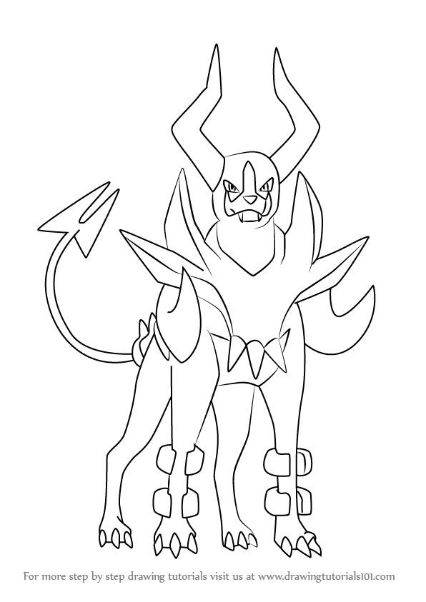 596x843 Learn How To Draw Mega Houndoom From Pokemon (Pokemon) Step By
