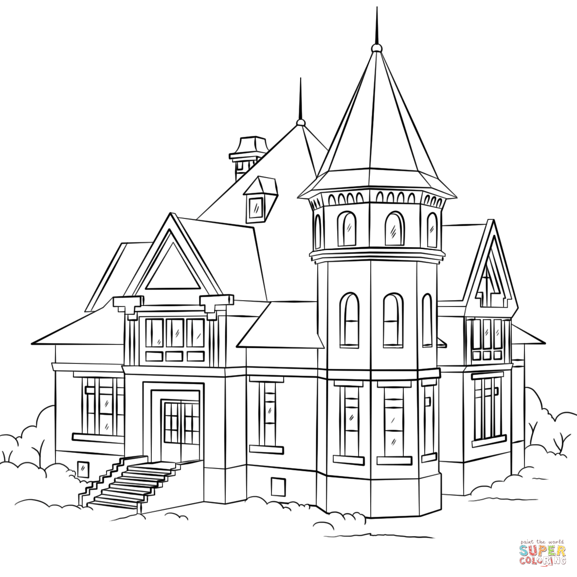 1186x1186 House Coloring Page Victorian Free Printable Pages Ribsvigyapan