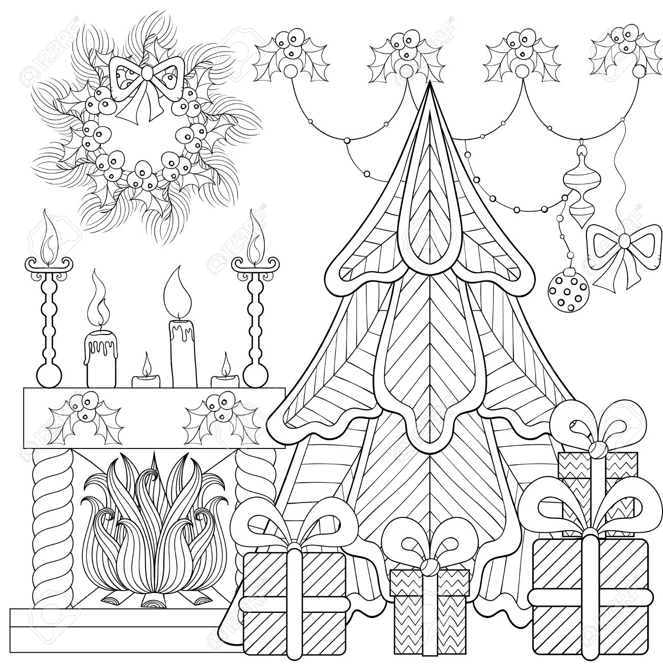 1299x1300 Coloring Pages Of Giftes Under A Tree Collection Coloring