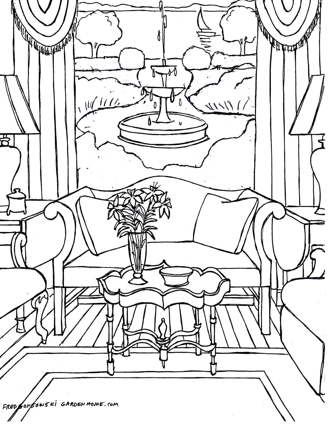 1280x1656 Fred Gonsowski's Home Interiors Coloring Pages For Adults