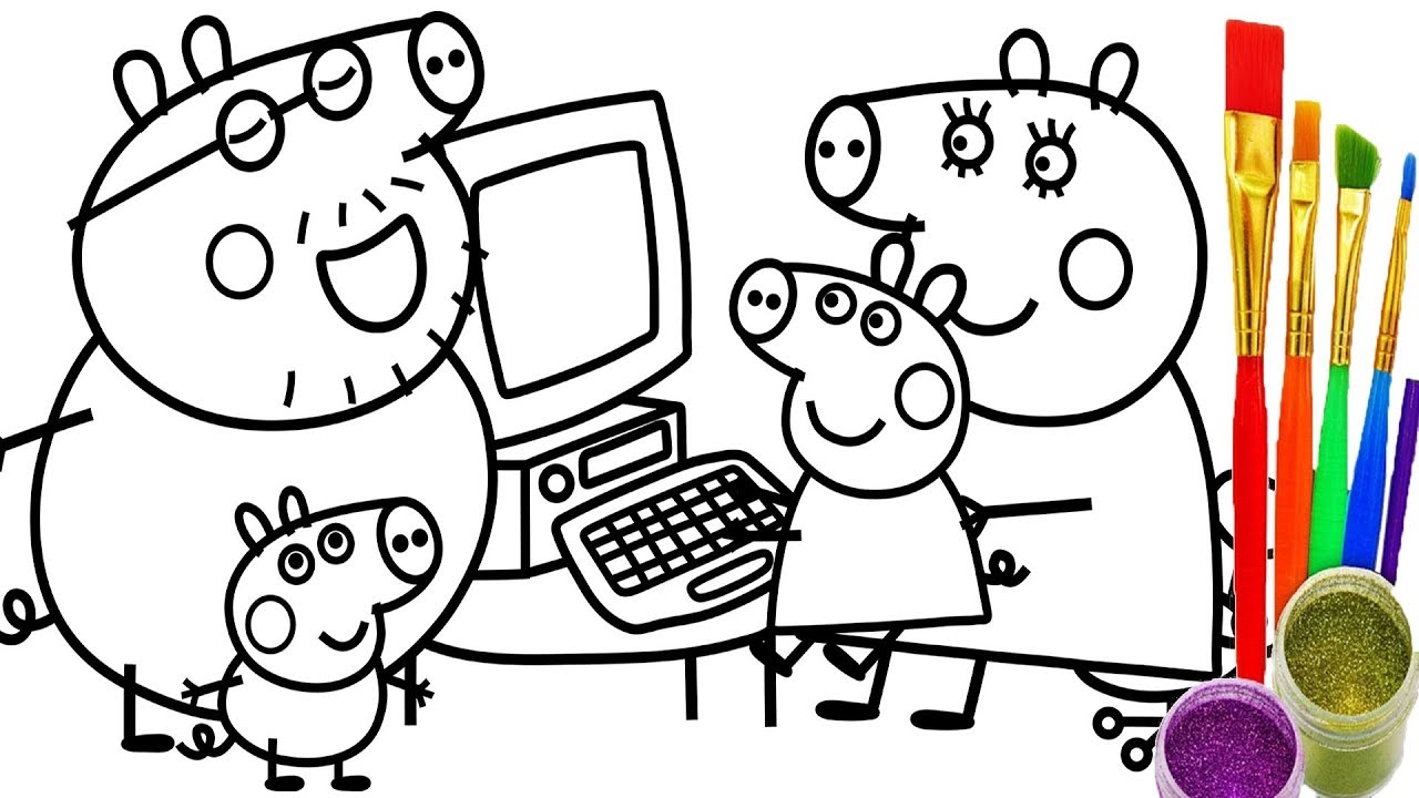 1280x720 How To Draw Peppa Pig Family Computer Coloring Pages Kid Drawing