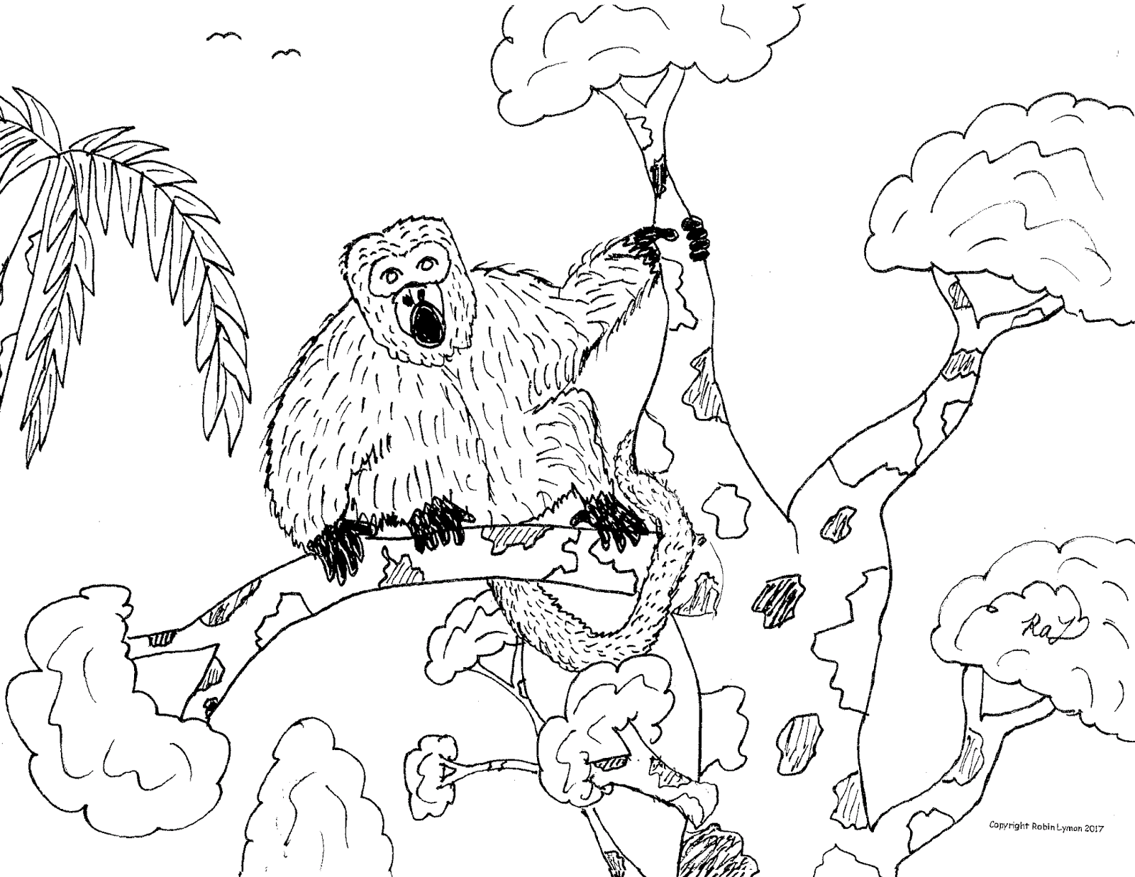 1600x1237 Daring Howler Monkey Coloring Page Robin S Great Pages And Spider