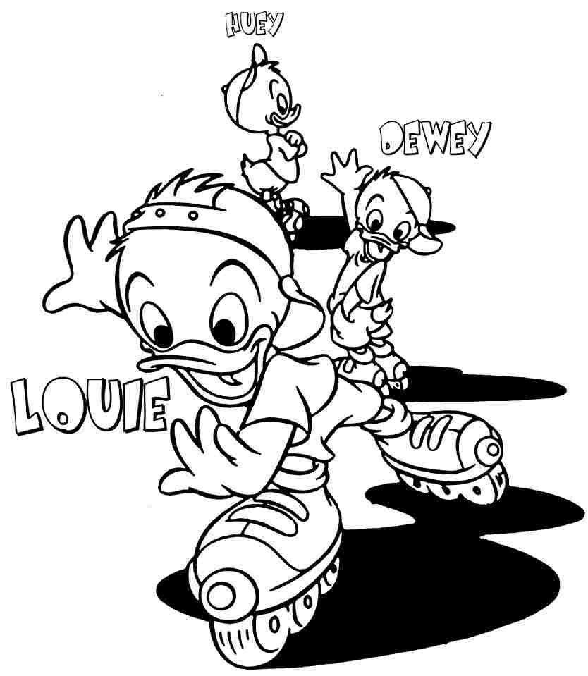 834x959 Huey Duey And Loiue By A Cristmas Tree Coloring Pages Gallery