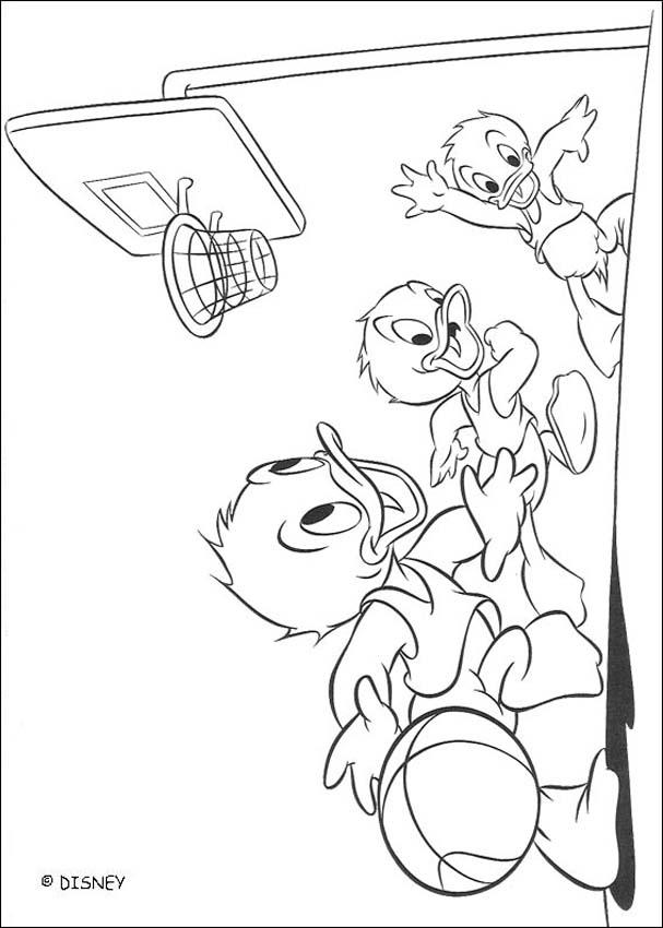 607x850 Dewey, Huey And Louie Are Playing Basketball Coloring Pages