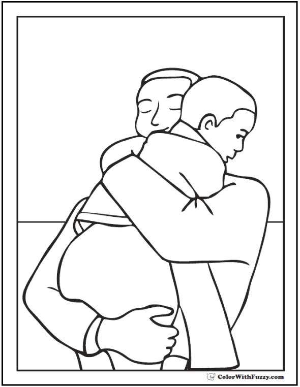 590x762 Father's Day Hug Coloring Card I Love My Dad!