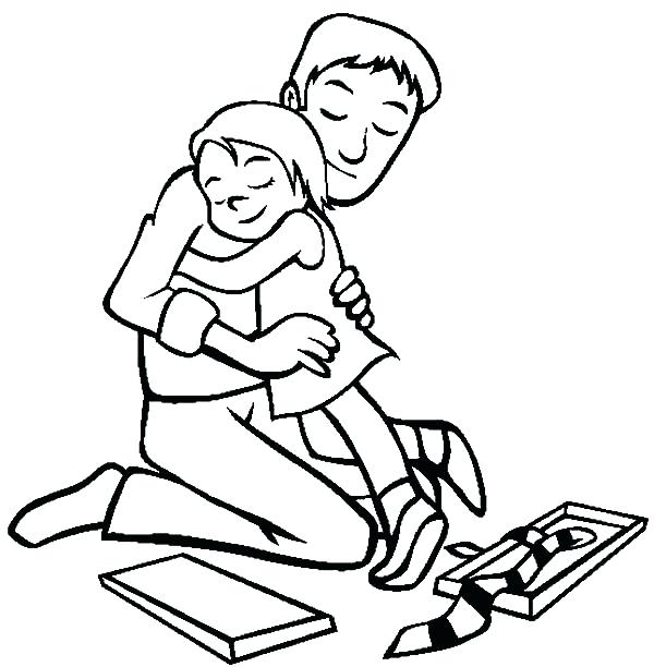 600x612 Father And Daughter Coloring Pages Hug Me Daddy I Love Dad