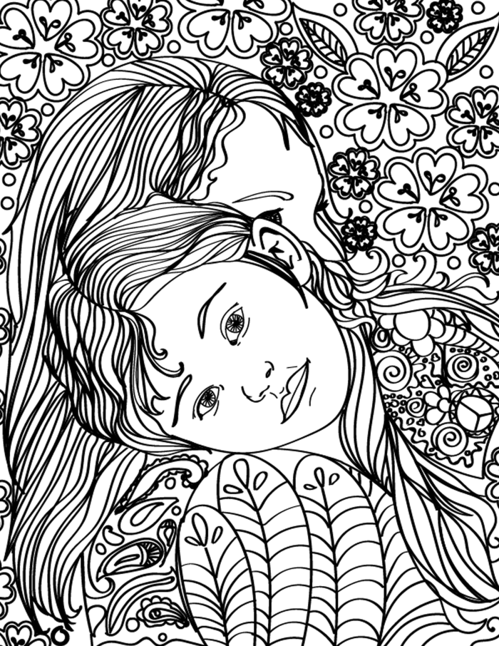 700x906 Free Printable Mother Daughter Hugging Adult Coloring Page Adult