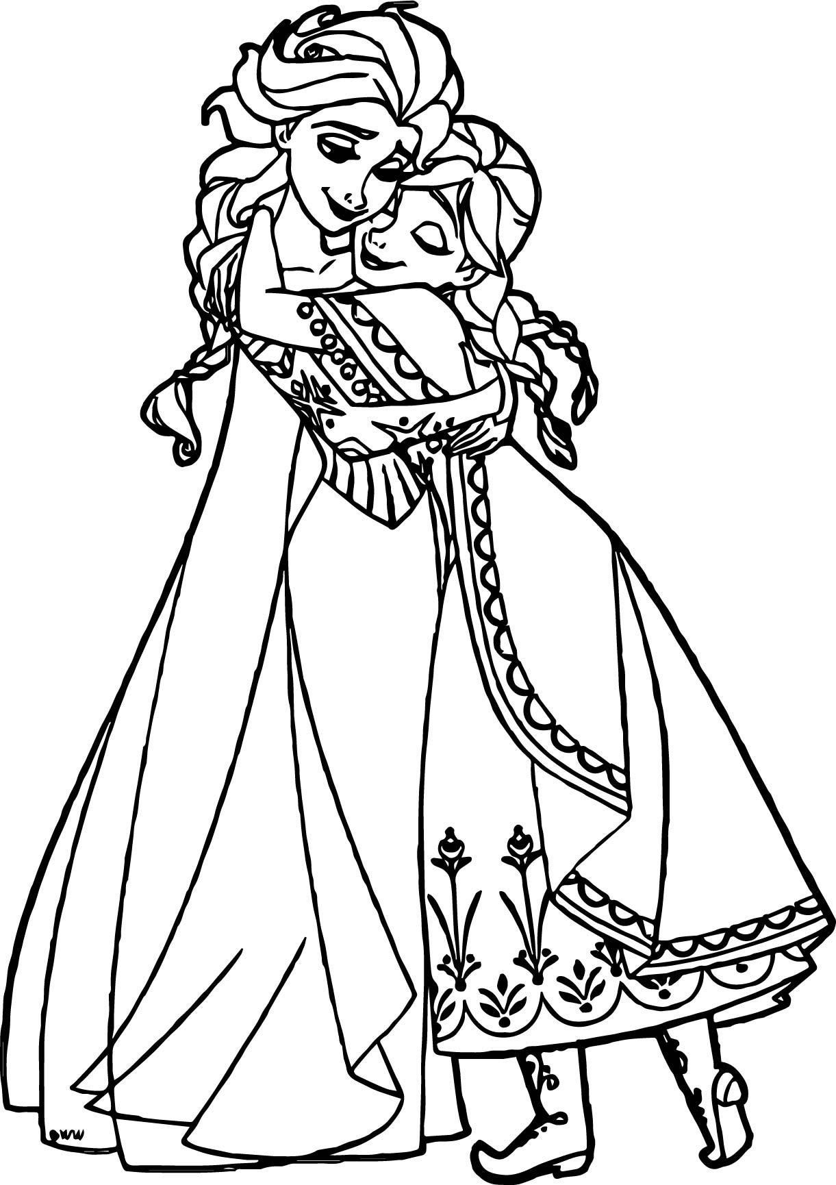 1221x1730 New Elsa And Anna Hugging Coloring Pages Sheet