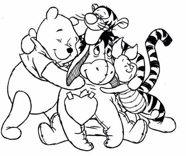 600x503 Valentines Coloring Pages Day Hug Page Throughout Winnie The Pooh