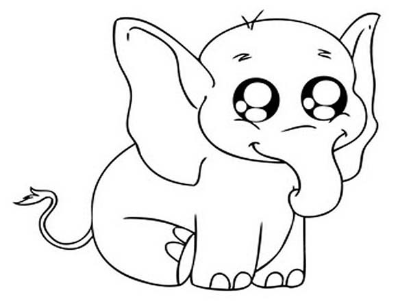 600x450 Big Eyed Elephant Coloring Page Netart Color Print 31918