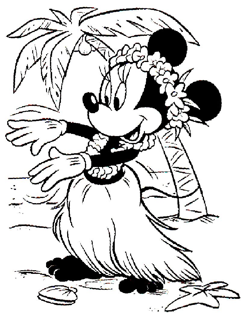 800x1050 Minnie As Hula Girl Coloring Page Cartoon Pages
