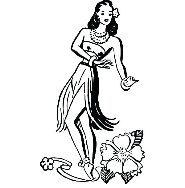600x612 Interesting Hula Girl Coloring Page Hibiscus Coloring Page Hula